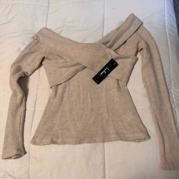 Lulus Tops - Lulus off the shoulder tan waffle shirt, new with tags
